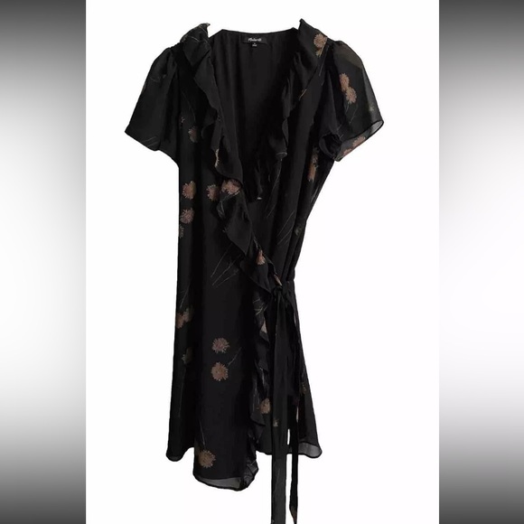 MADEWELL Georgette Ruffle-Wrap Mini Dress in Aster Portrait Size M EUC - Picture 3 of 9